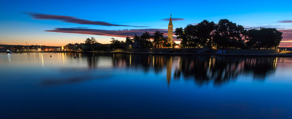 Naklejka premium Novigrad at dawn before the sunrize, Croatia