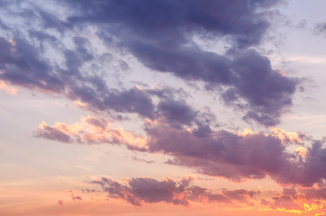 Naklejka na ściany i meble Beautiful colorful of cloudscape in sunset