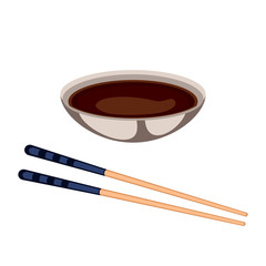 Sushi sauce food and chopsticks vector illustration.