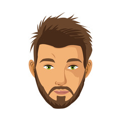 portrait man bearded green eyes brown hair vector illustration eps 10