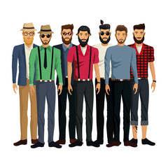 group men style hispter bearded fashionable vector illustration eps 10