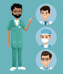 bearded nurse male syringe staff vector illustration eps 10