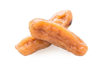 sun-dried banana on white background