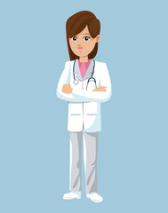 Fototapeta premium doctor female brunette stethoscope uniform vector illustration eps 10