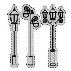 vintage street lamps icon over white background. vector illustration