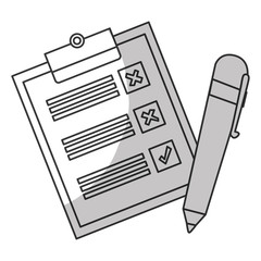 pencil and checklist with checkmark icon over white background. vector illustration
