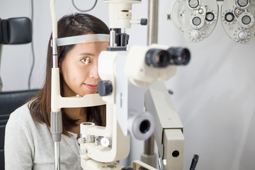 Woman doing eye test