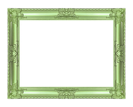 Antique green frame isolated on white background, clipping path