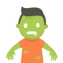Cute zombie portrait. Vector hand drawn cartoon illustration.