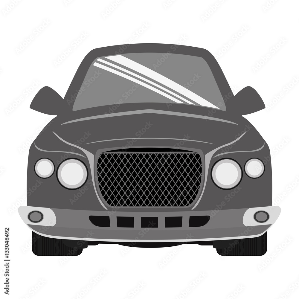 Sticker sedan or coupe car frontview icon image vector illustration design 