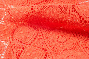 Red lace fabric texture
