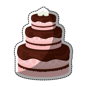 embellished cake pastry icon image vector illustration design 