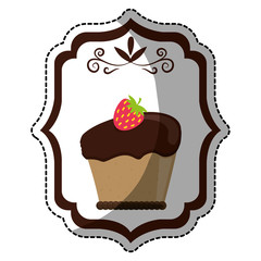 embellished cake pastry emblem image vector illustration design 