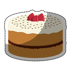 strawberry embellished cake pastry icon image vector illustration design 