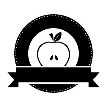 apple emblem with banner image vector illustration design 