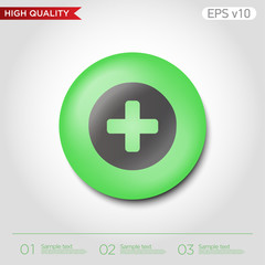 Colored icon or button of plus symbol with background