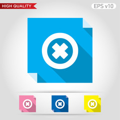Colored icon of delete or cross symbol with background