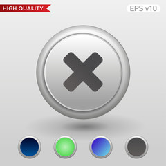 Obraz premium Colored icon or button of cross or delete symbol with background