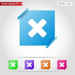 Fototapeta premium Colored icon or button of cross or delete symbol with background