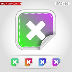 Obraz premium Colored icon or button of cross or delete symbol with background