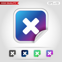 Obraz premium Colored icon or button of cross or delete symbol with background