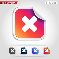 Fototapeta premium Colored icon or button of cross or delete symbol with background