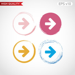 Colored icon or button of right arrow symbol with background