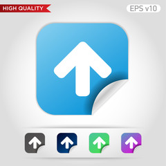 Colored icon or button of up arrow symbol with background