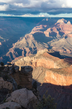 Grand Canyon National Park in USA at sunset in october. Scenic view of a most popular outdoor destination.