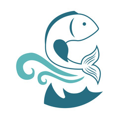 fish emblem  icon image vector illustration design 