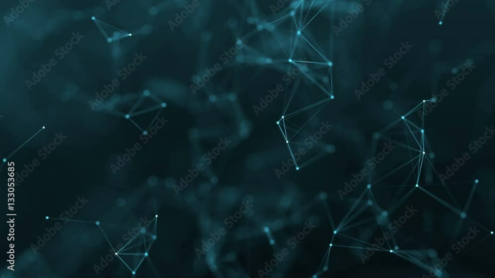Fototapete 4k rendered computer generated video abstract moving background. triangles, dots and lines are conne