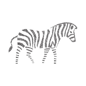 Zebra silhouette on the white striped circle