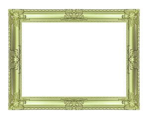 Antique green frame isolated on white background, clipping path