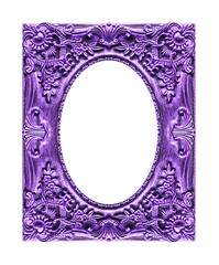 Antique picture purple frame isolated on white background, clipp