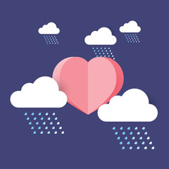 Heart sun with rain cloud.