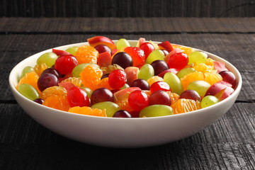 Refreshing fruit salad served in bowl.