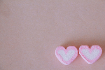 Sweet heart shape marshmallow pink for love and valentines day concept.