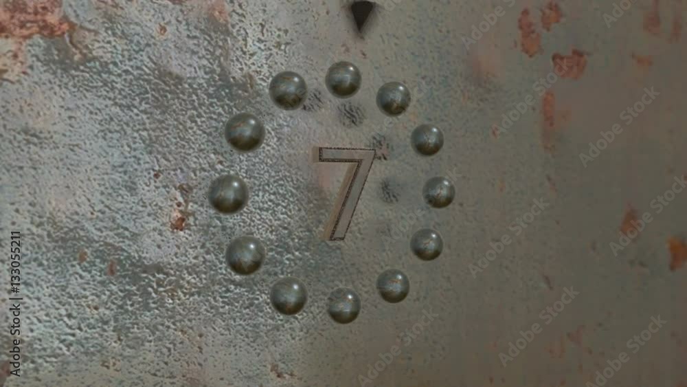 Poster 3d animated 10 seconds countdown with rusty metal