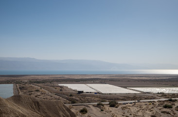 Fototapeta na wymiar View on Dead Sea from Qumran site. Israel