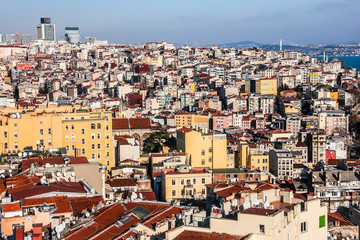 Fototapeta na wymiar View of Istanbul rooftops from the Galata Tower, Turkey.