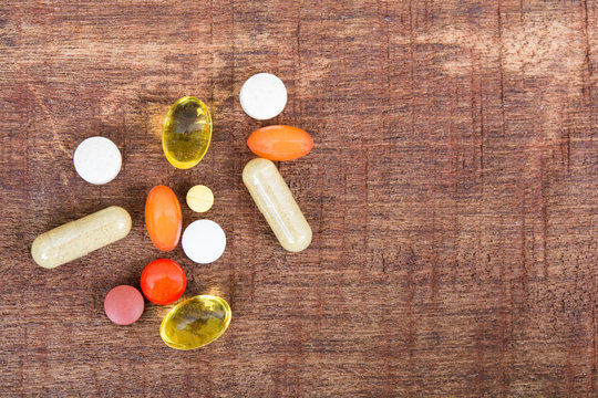 Drug on old wood table
