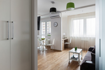Interior of modern apartment in scandinavian style