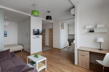 Interior of modern apartment in scandinavian style