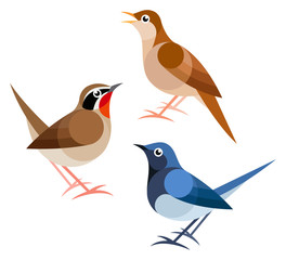 Stylized Birds - Nightingales 