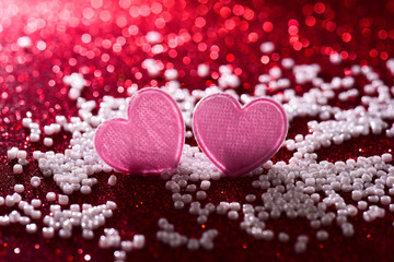 Valentine Hearts on Abstract Background.