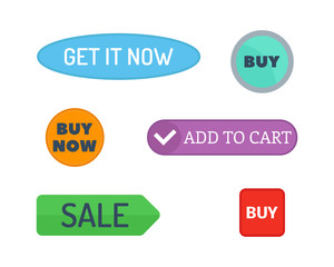 Shop buttons vector set.