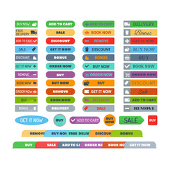 Shop buttons vector set.