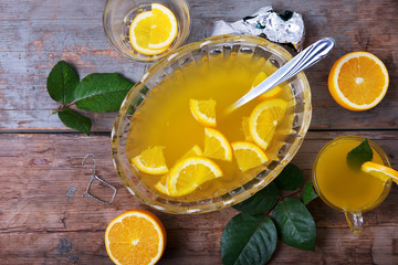 Orange punch with fruit sweet alcohol summer drink