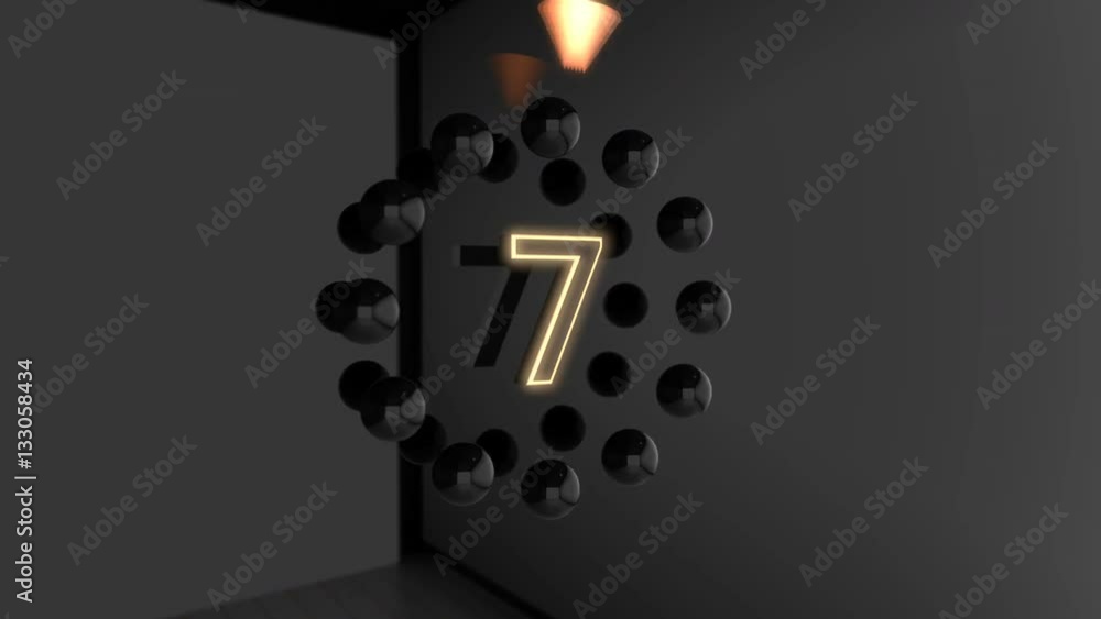 Poster 3d animated 10 seconds countdown with orange light