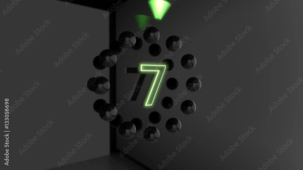 Poster 3d animated 10 seconds countdown with green light